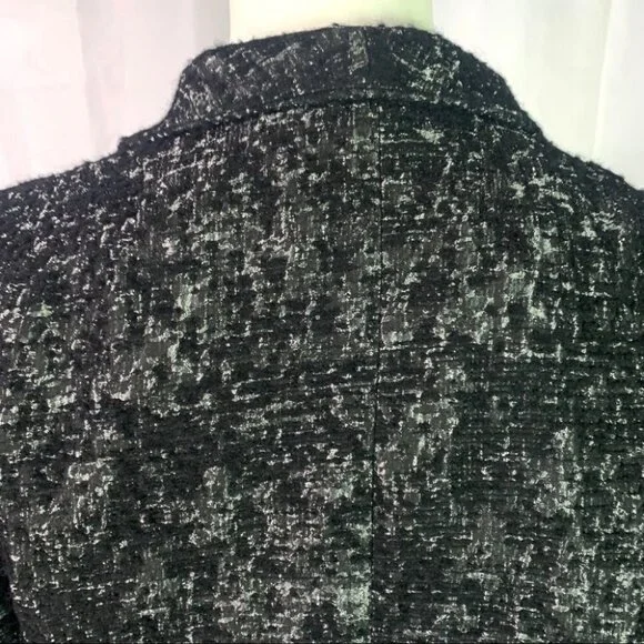 EILEEN FISHER BLACK METALLIC BLAZER SINGLE BREAST WOMEN  WOOL BLAZER SIZE SMALL - Picture 5 of 11